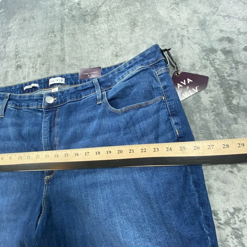 NWT Ava Viv Jeans Women 24 Blue Stretch High Rise Flare No‎ Gap Fade Medium Wash - Picture 5 of 9